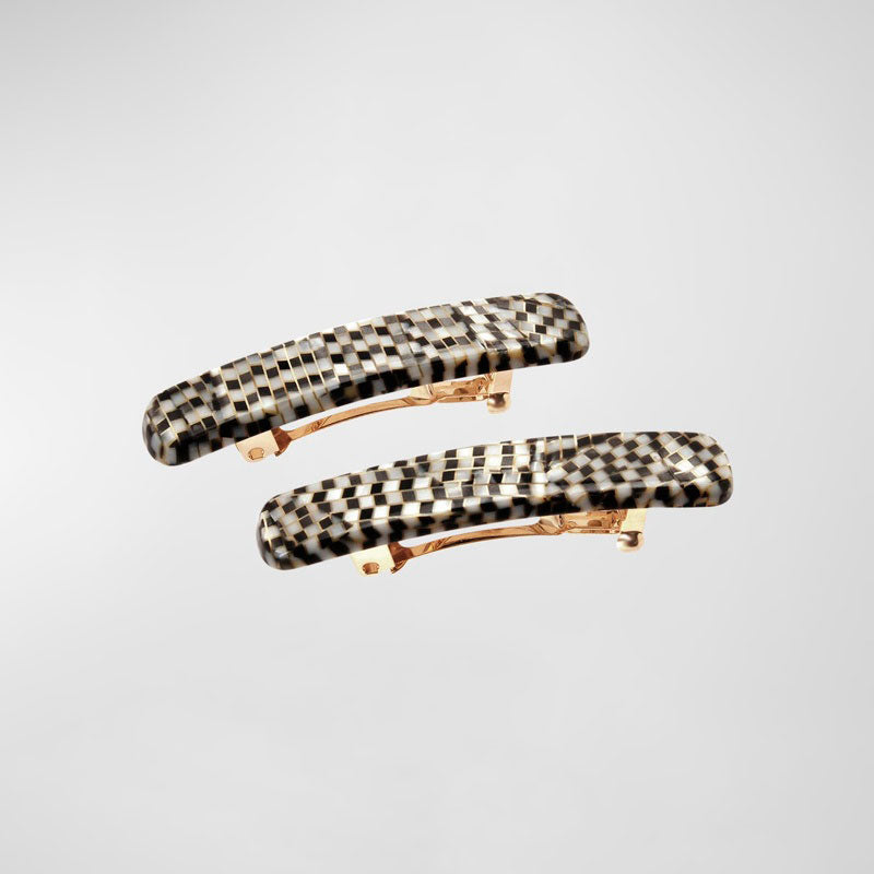 Mini presilhas retangulares clássicas conjunto 2 unid. - Mercado de Luxo - O Maior E-Commerce de Bens, Produtos e Serviços de Luxo do Brasil.