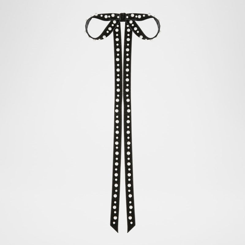 Presilha de laço de veludo perolado Annalee - Mercado de Luxo - O Maior E-Commerce de Bens, Produtos e Serviços de Luxo do Brasil.