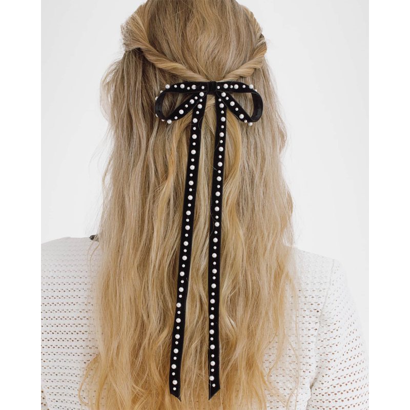 Presilha de laço de veludo perolado Annalee - Mercado de Luxo - O Maior E-Commerce de Bens, Produtos e Serviços de Luxo do Brasil.