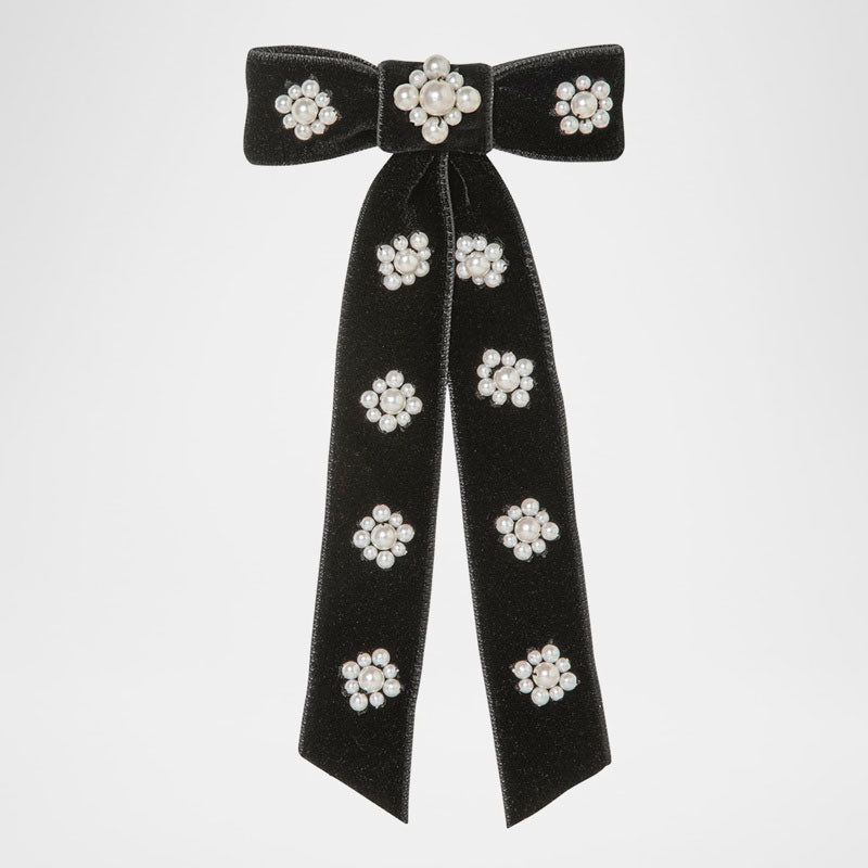 Presilha de laço de veludo perolado Lynette - Mercado de Luxo - O Maior E-Commerce de Bens, Produtos e Serviços de Luxo do Brasil.