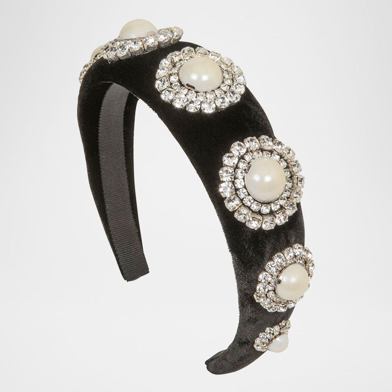 Faixa de cabeça de veludo com pérolas Sidney - Mercado de Luxo - O Maior E-Commerce de Bens, Produtos e Serviços de Luxo do Brasil.