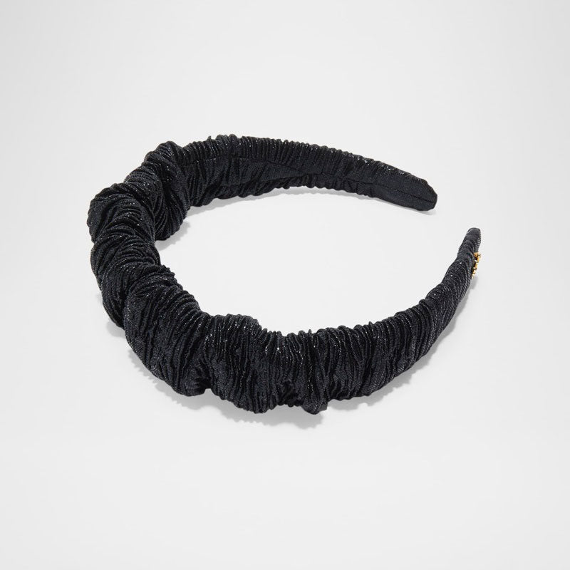 Faixa de cabeça de cetim com babados metálicos Kelly - Mercado de Luxo - O Maior E-Commerce de Bens, Produtos e Serviços de Luxo do Brasil.