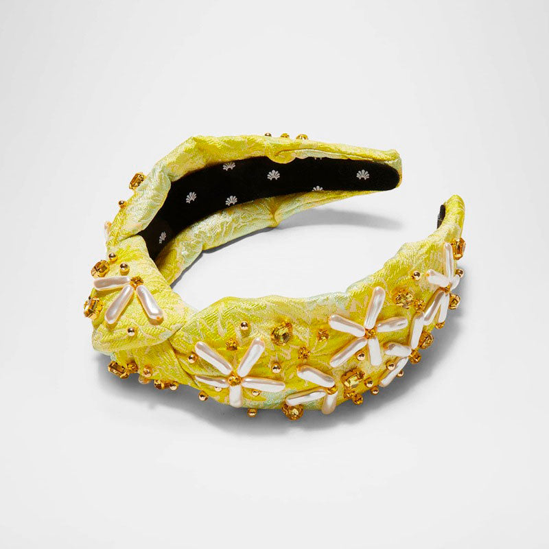 Faixa de cabeça com brocado floral de pérola falsa com nó - Mercado de Luxo - O Maior E-Commerce de Bens, Produtos e Serviços de Luxo do Brasil.