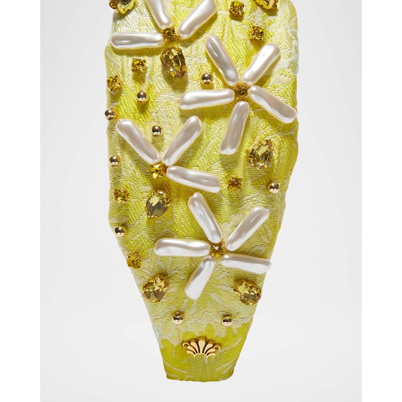 Faixa de cabeça com brocado floral de pérola falsa com nó - Mercado de Luxo - O Maior E-Commerce de Bens, Produtos e Serviços de Luxo do Brasil.