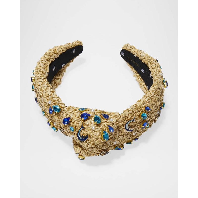 Faixa de cabeça embelezada com golfinhos de ráfia com nós - Mercado de Luxo - O Maior E-Commerce de Bens, Produtos e Serviços de Luxo do Brasil.