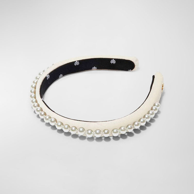 Faixa de cabeça de veludo Gigi com detalhes perolados - Mercado de Luxo - O Maior E-Commerce de Bens, Produtos e Serviços de Luxo do Brasil.