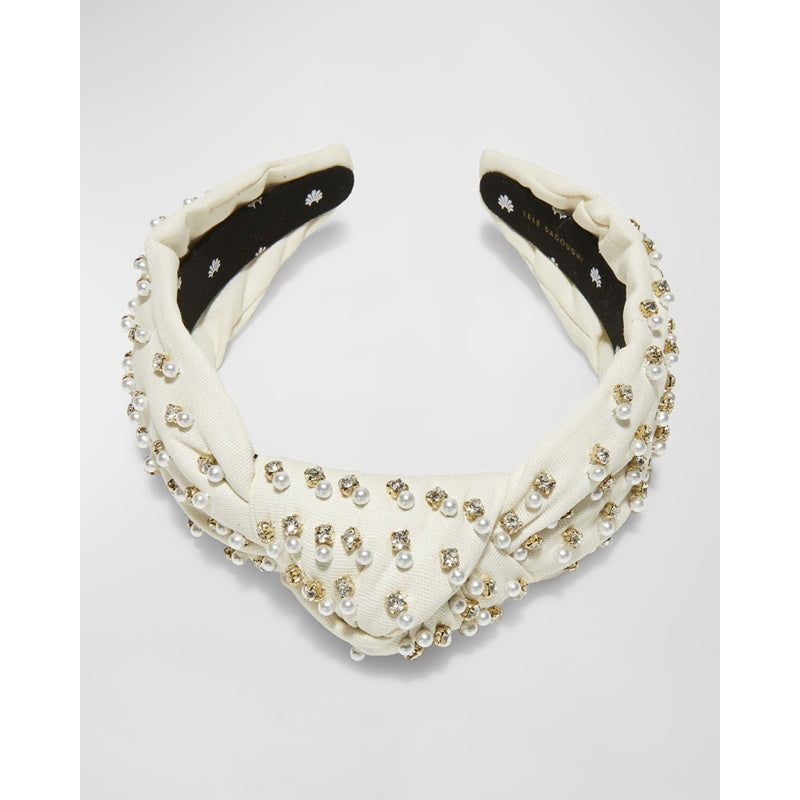 Faixa de cabeça com nó e enfeites perolados - Mercado de Luxo - O Maior E-Commerce de Bens, Produtos e Serviços de Luxo do Brasil.