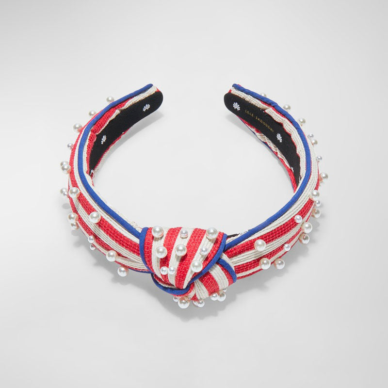 Faixa de cabeça listrada com nó perolado - Mercado de Luxo - O Maior E-Commerce de Bens, Produtos e Serviços de Luxo do Brasil.
