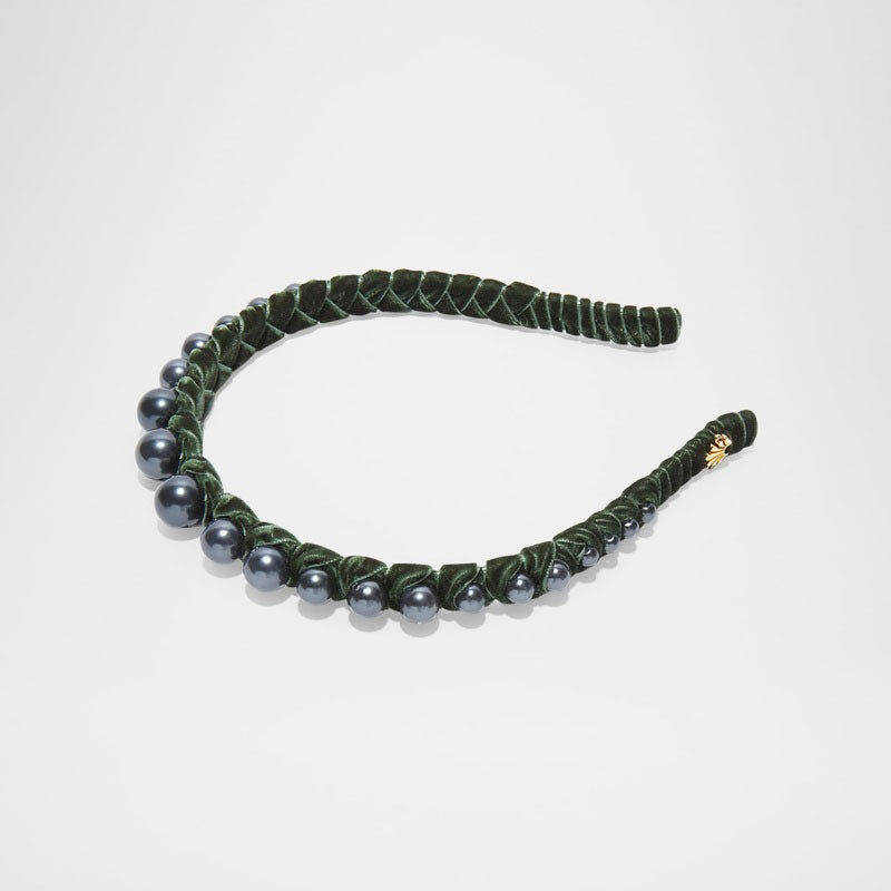 Faixa de cabeça fina de veludo com fita perolada - Mercado de Luxo - O Maior E-Commerce de Bens, Produtos e Serviços de Luxo do Brasil.