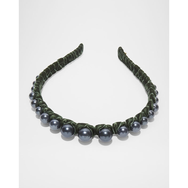 Faixa de cabeça fina de veludo com fita perolada - Mercado de Luxo - O Maior E-Commerce de Bens, Produtos e Serviços de Luxo do Brasil.