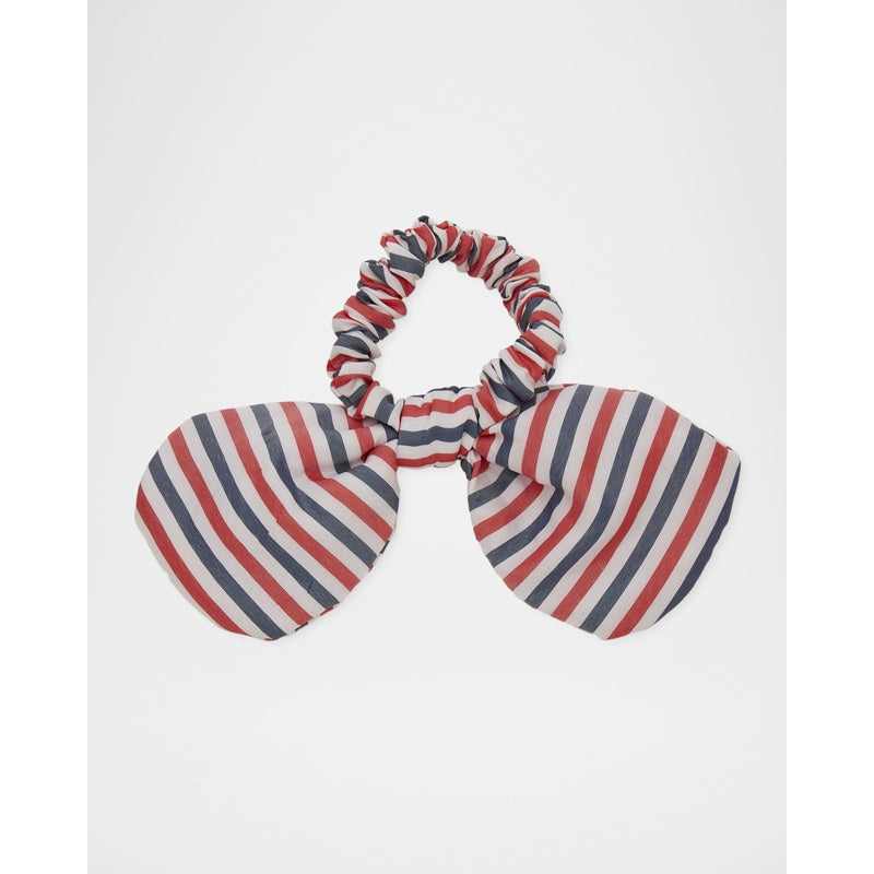 Scrunchie de algodão listrada com laço e detalhes em Penny - Mercado de Luxo - O Maior E-Commerce de Bens, Produtos e Serviços de Luxo do Brasil.