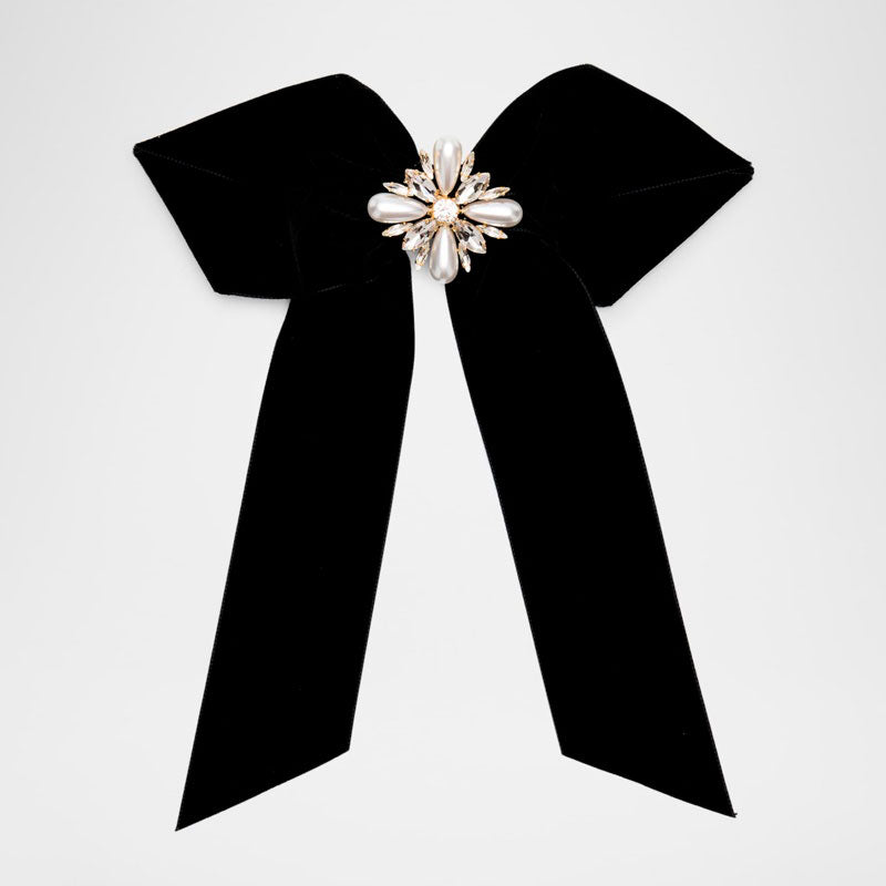 Laço grande de veludo com cristal perolado Annie - Mercado de Luxo - O Maior E-Commerce de Bens, Produtos e Serviços de Luxo do Brasil.