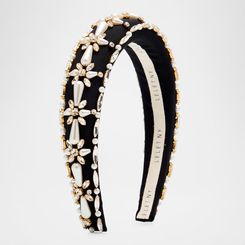 Faixa de cabeça de cetim com Cristais perolados Annie - Mercado de Luxo - O Maior E-Commerce de Bens, Produtos e Serviços de Luxo do Brasil.