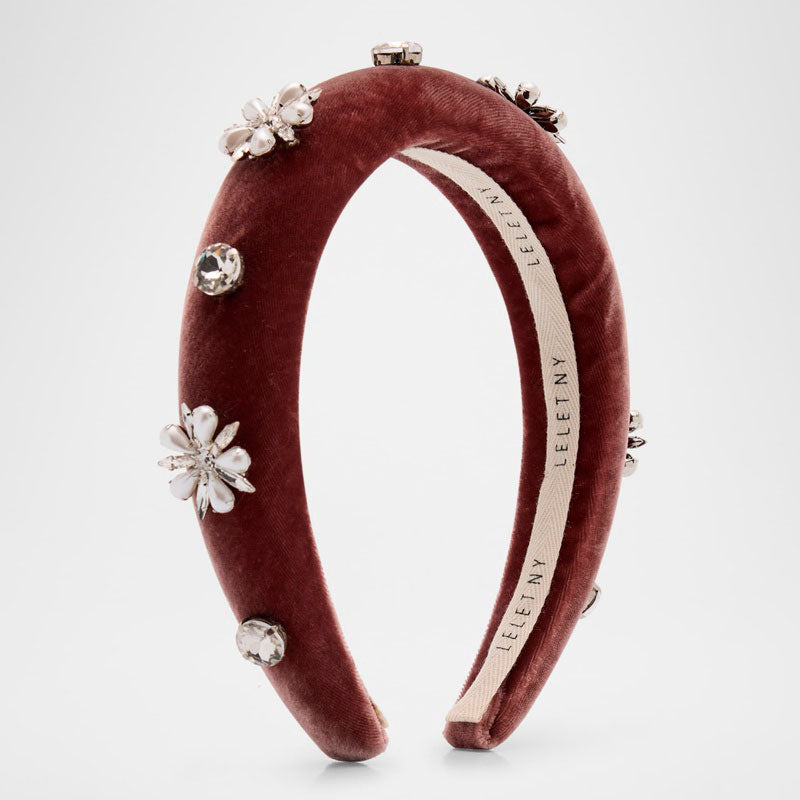 Faixa de cabeça de veludo com Cristais perolados Annie - Mercado de Luxo - O Maior E-Commerce de Bens, Produtos e Serviços de Luxo do Brasil.