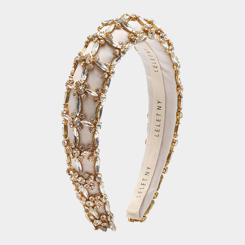 Faixa de cabeça acolchoada com Cristais Avril - Mercado de Luxo - O Maior E-Commerce de Bens, Produtos e Serviços de Luxo do Brasil.