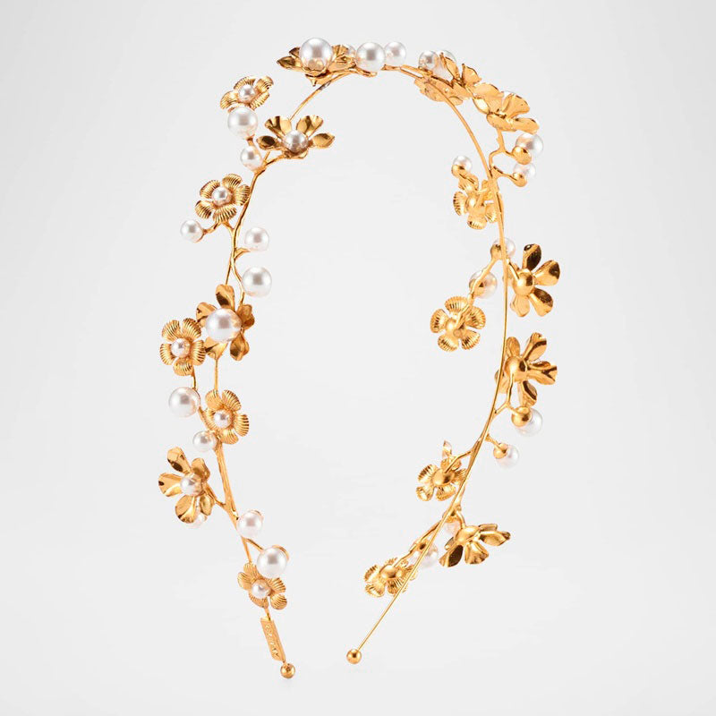 Tiara Brynn Floral com Pérolas Sintéticas - Mercado de Luxo - O Maior E-Commerce de Bens, Produtos e Serviços de Luxo do Brasil.