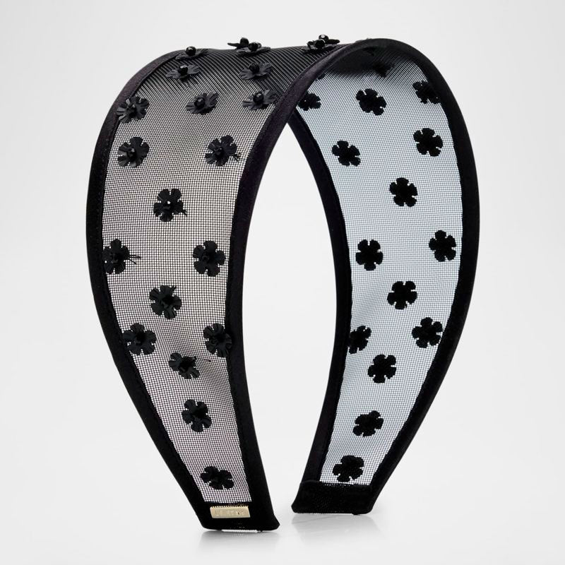 Faixa de cabeça larga de malha floral Giselle - Mercado de Luxo - O Maior E-Commerce de Bens, Produtos e Serviços de Luxo do Brasil.