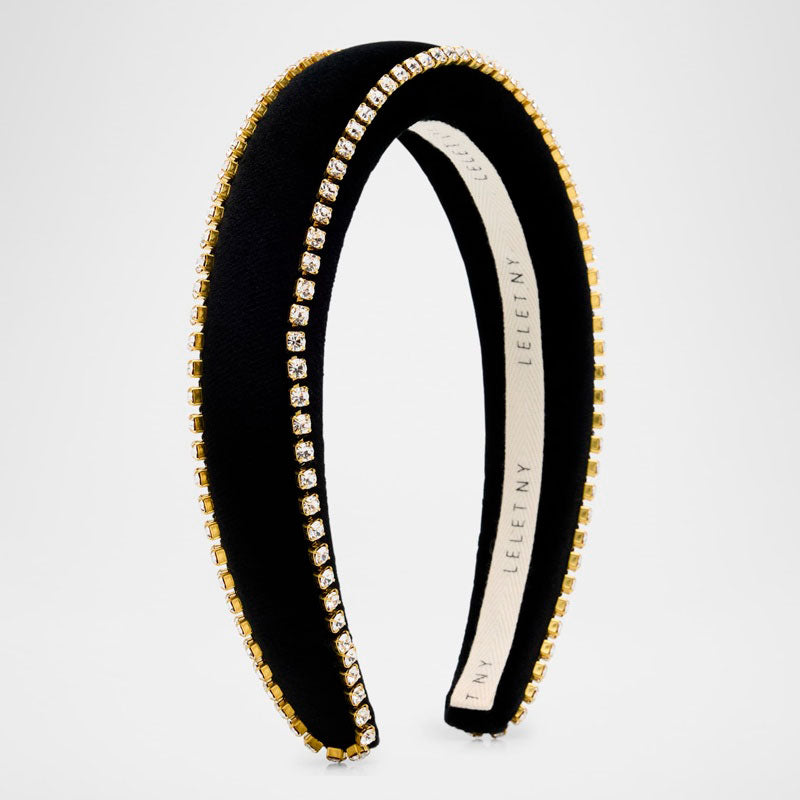 Faixa de cabeça acolchoada de veludo com Cristais Lily - Mercado de Luxo - O Maior E-Commerce de Bens, Produtos e Serviços de Luxo do Brasil.