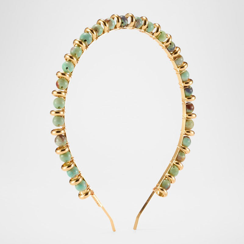 Faixa de cabeça com contas de pedra Xenia - Mercado de Luxo - O Maior E-Commerce de Bens, Produtos e Serviços de Luxo do Brasil.