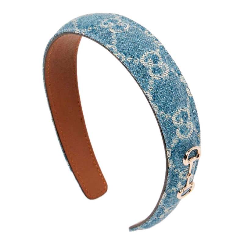 Faixa de Cabeça jeans jacquard GG - Mercado de Luxo - O Maior E-Commerce de Bens, Produtos e Serviços de Luxo do Brasil.