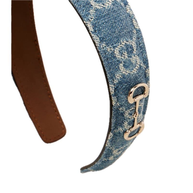 Faixa de Cabeça jeans jacquard GG - Mercado de Luxo - O Maior E-Commerce de Bens, Produtos e Serviços de Luxo do Brasil.