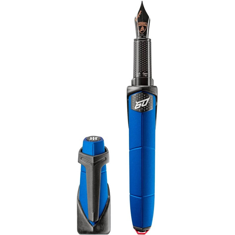 Caneta Tinteiro Automobili Lamborghini 60 anos - Pure Emotion - Ponta Fina - Azul