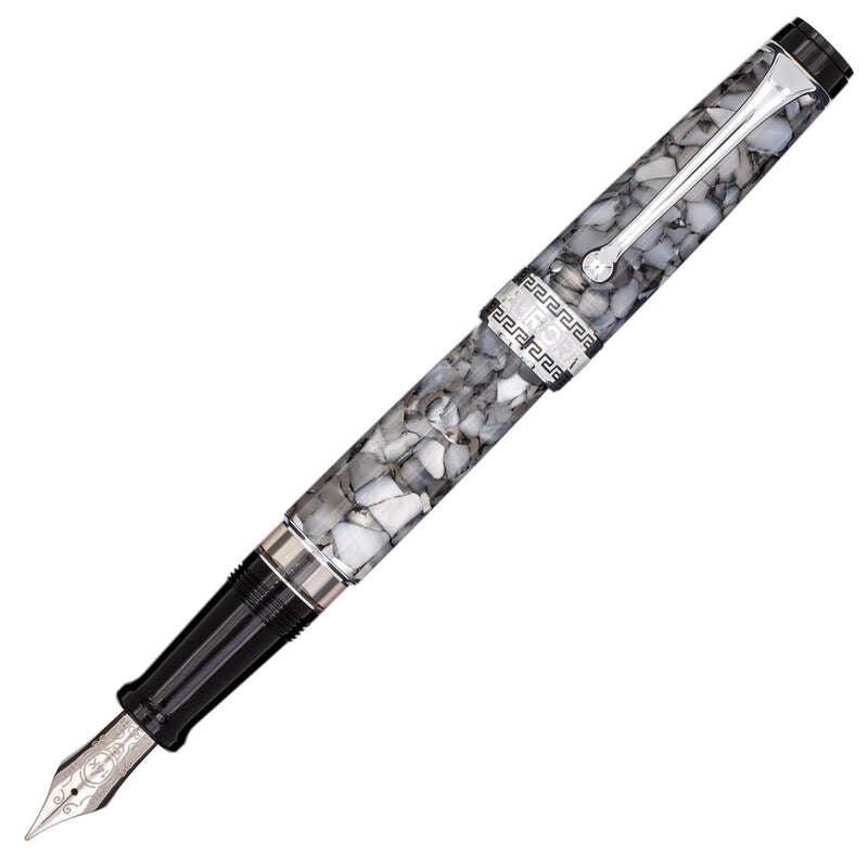 Caneta Tinteiro Optima Auroloide Pearl Chrome Ouro 14k