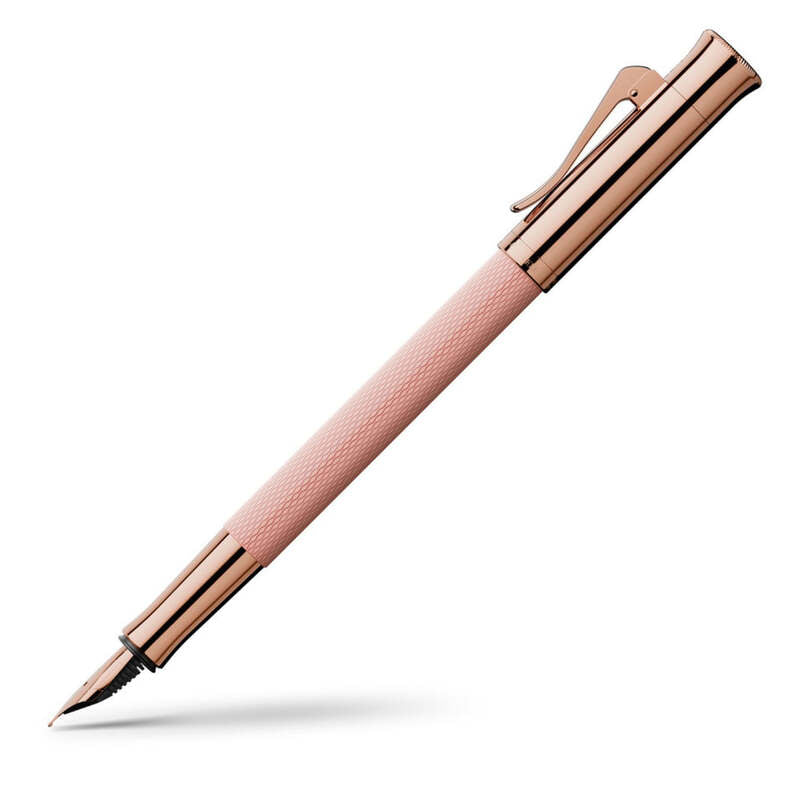Caneta Tinteiro Guilloche Rose Blush Ouro 18k