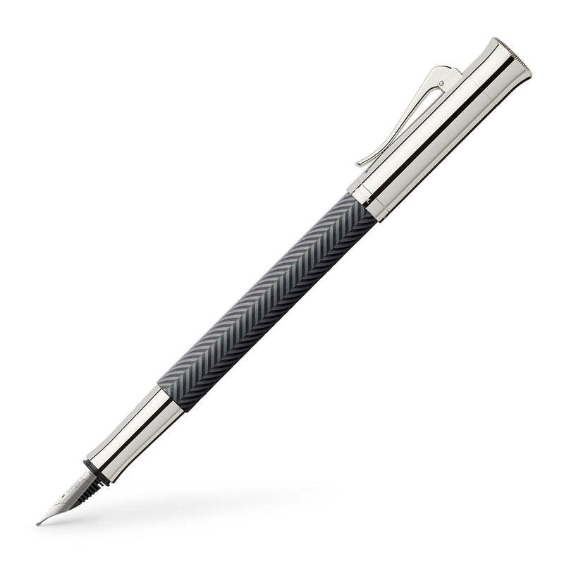 Caneta Tinteiro Guilloche Ciselé Anthracite Ouro 18k