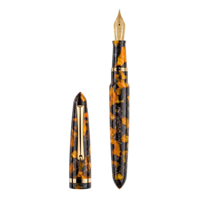 Caneta Tinteiro Venetia Havana Amber - Ouro 14k
