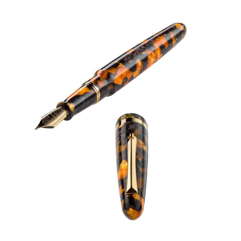 Caneta Tinteiro Venetia Havana Amber Steel - Mercado de Luxo - O Maior E-Commerce de Bens, Produtos e Serviços de Luxo do Brasil.