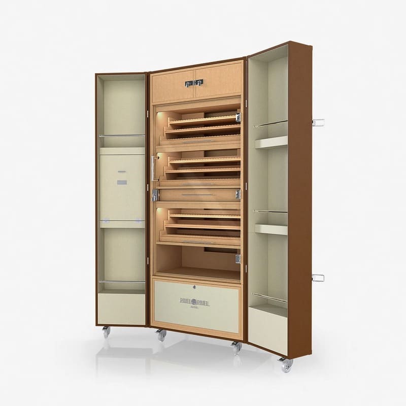 Umidor Ultimate Trunk Calfskin Marrom com Dourado e Interior Marfim - Mercado de Luxo - O Maior E-Commerce de Bens, Produtos e Serviços de Luxo do Brasil.