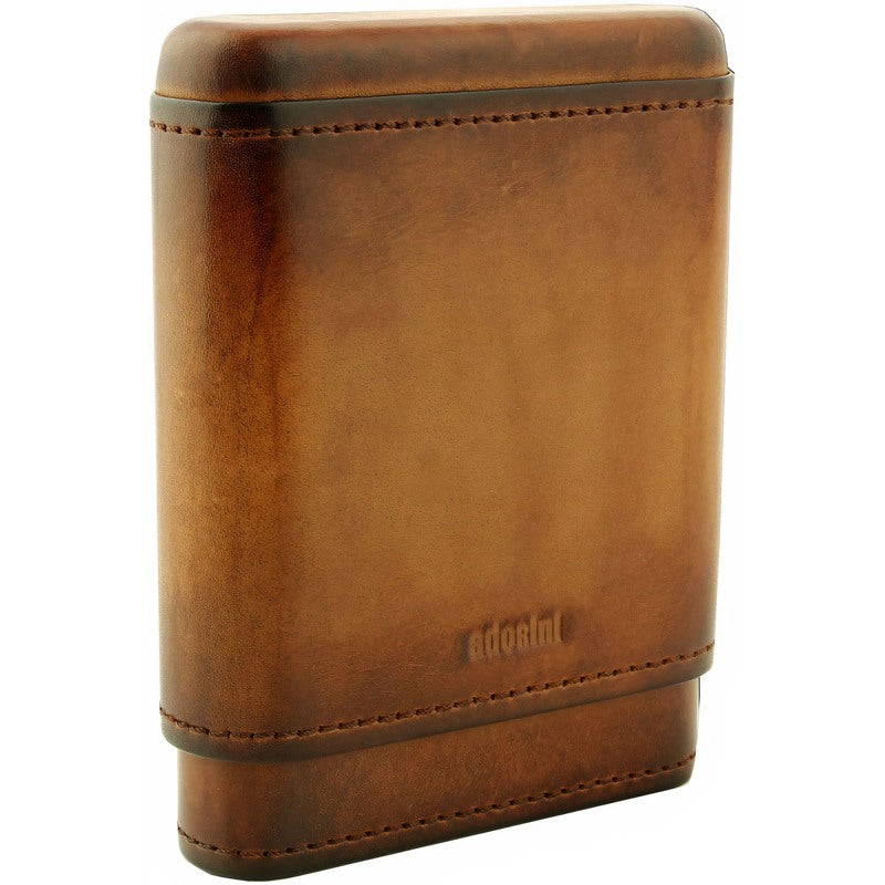 Estojo de couro genuíno vintage 3-5 charutos marrom - Mercado de Luxo - O Maior E-Commerce de Bens, Produtos e Serviços de Luxo do Brasil.
