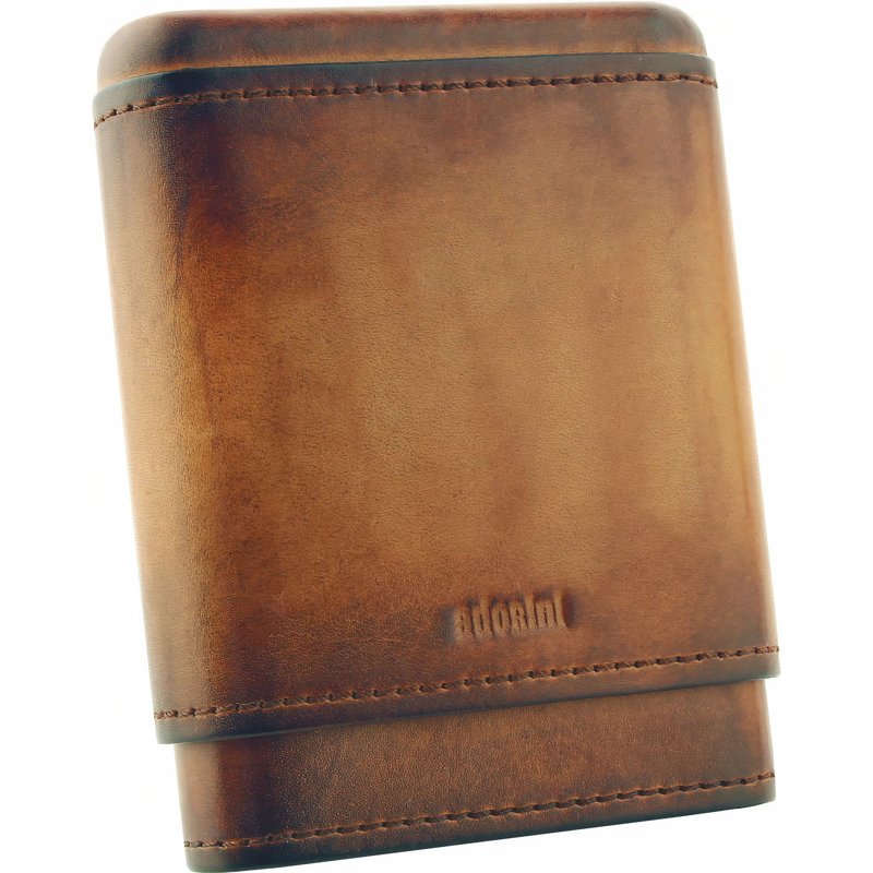 Estojo de couro genuíno vintage 3-5 charutos marrom - Mercado de Luxo - O Maior E-Commerce de Bens, Produtos e Serviços de Luxo do Brasil.