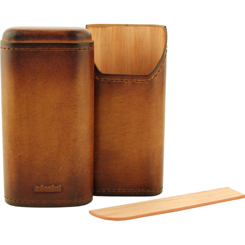 Estojo de couro genuíno vintage 2-3 charutos marrom - Mercado de Luxo - O Maior E-Commerce de Bens, Produtos e Serviços de Luxo do Brasil.