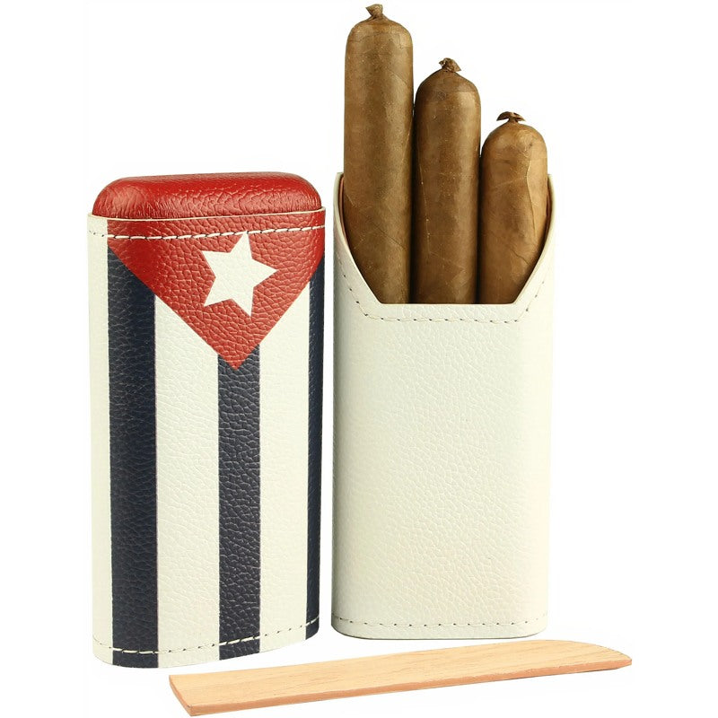 Estojo para charutos couro legítimo 2-3 charutos bandeira cubana - Mercado de Luxo - O Maior E-Commerce de Bens, Produtos e Serviços de Luxo do Brasil.