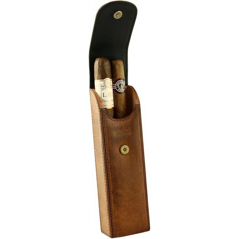 Estojo de bolso vintage de couro para 2 charutos - Mercado de Luxo - O Maior E-Commerce de Bens, Produtos e Serviços de Luxo do Brasil.
