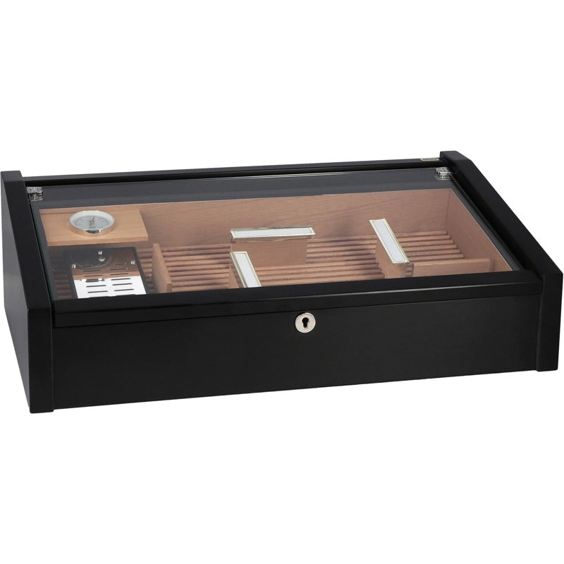 Umidor Vega Deluxe preto com display - Mercado de Luxo - O Maior E-Commerce de Bens, Produtos e Serviços de Luxo do Brasil.