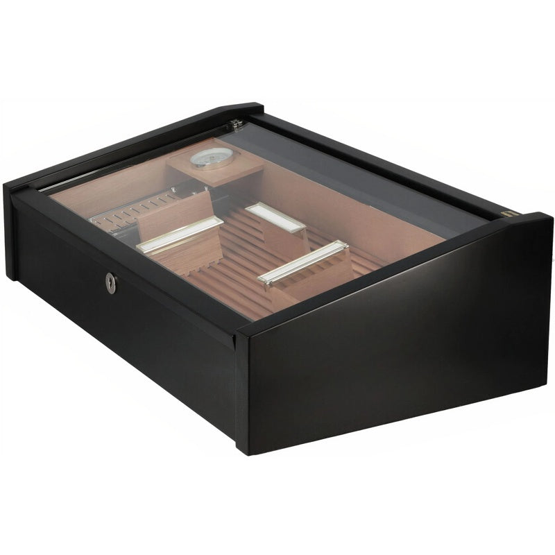 Umidor Vega Deluxe preto com display - Mercado de Luxo - O Maior E-Commerce de Bens, Produtos e Serviços de Luxo do Brasil.