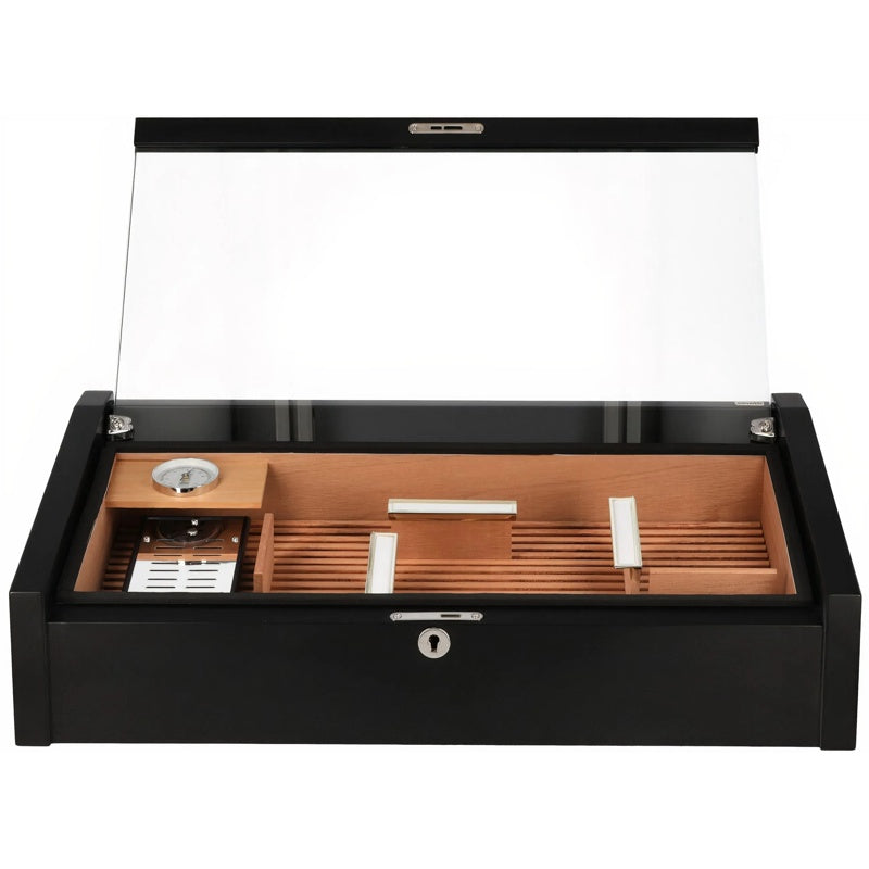 Umidor Vega Deluxe preto com display - Mercado de Luxo - O Maior E-Commerce de Bens, Produtos e Serviços de Luxo do Brasil.