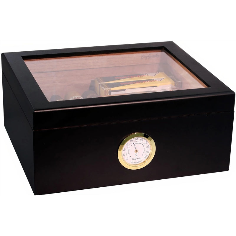 Umidor Medium preto com tampa de vidro - Mercado de Luxo - O Maior E-Commerce de Bens, Produtos e Serviços de Luxo do Brasil.