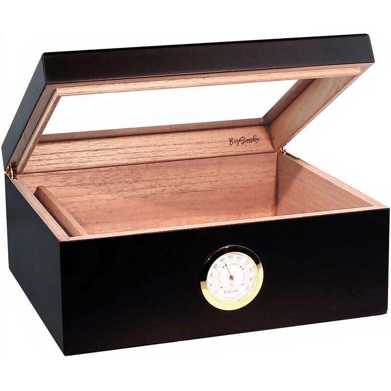 Umidor Medium preto com tampa de vidro - Mercado de Luxo - O Maior E-Commerce de Bens, Produtos e Serviços de Luxo do Brasil.