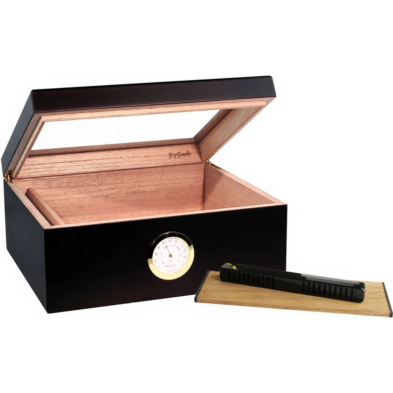 Umidor Medium preto com tampa de vidro - Mercado de Luxo - O Maior E-Commerce de Bens, Produtos e Serviços de Luxo do Brasil.