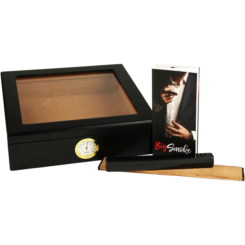 Umidor preto com tampa de vidro - Mercado de Luxo - O Maior E-Commerce de Bens, Produtos e Serviços de Luxo do Brasil.