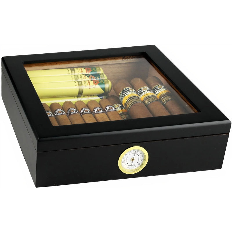 Umidor preto com tampa de vidro - Mercado de Luxo - O Maior E-Commerce de Bens, Produtos e Serviços de Luxo do Brasil.