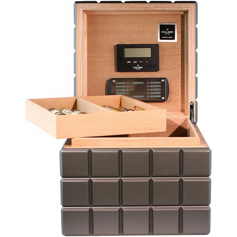 Umidor Heritage Cube Cinza Antracite - Mercado de Luxo - O Maior E-Commerce de Bens, Produtos e Serviços de Luxo do Brasil.