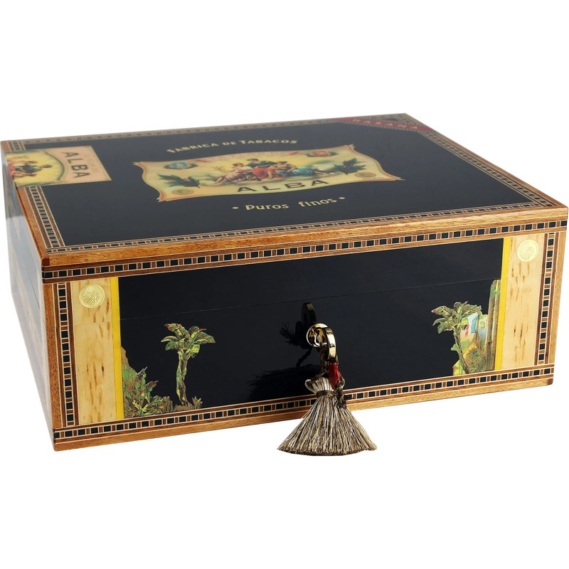Umidor Flor de Alba Black Sycamore 75 charutos - Mercado de Luxo - O Maior E-Commerce de Bens, Produtos e Serviços de Luxo do Brasil.