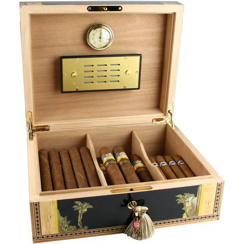 Umidor Flor de Alba Black Sycamore 75 charutos - Mercado de Luxo - O Maior E-Commerce de Bens, Produtos e Serviços de Luxo do Brasil.