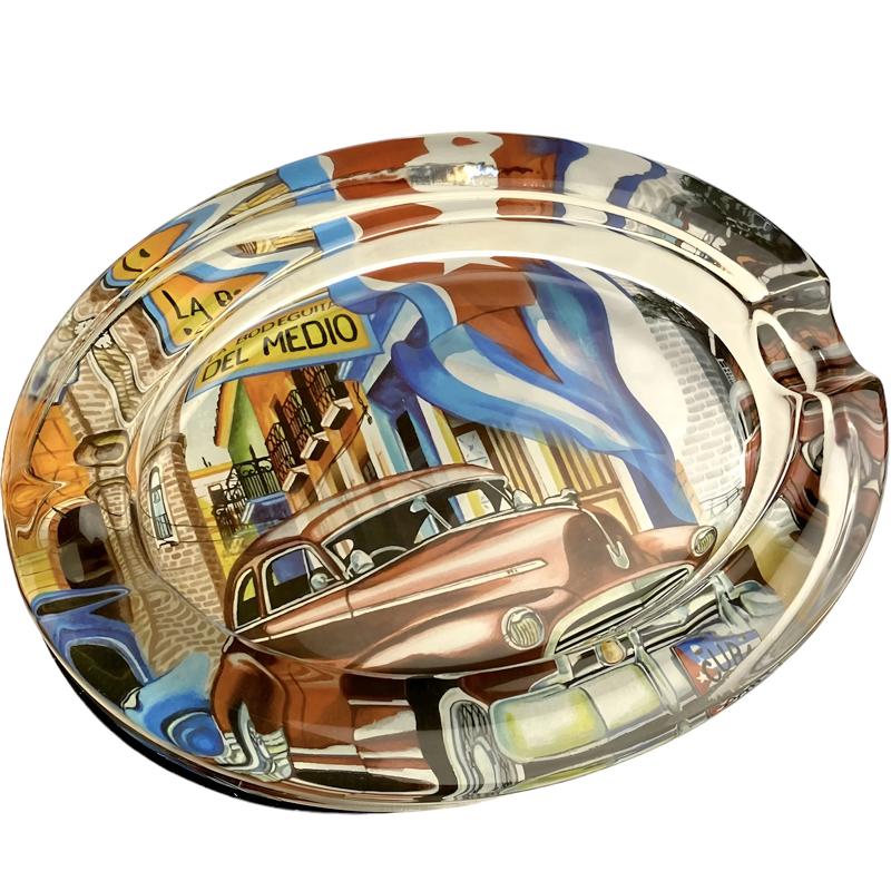 Cinzeiro para charutos em vidro oval com desenho de Cuba 2 suportes - Mercado de Luxo - O Maior E-Commerce de Bens, Produtos e Serviços de Luxo do Brasil.