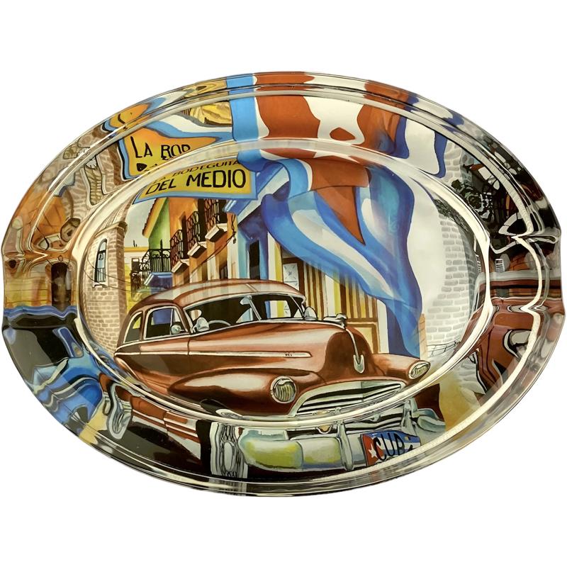 Cinzeiro para charutos em vidro oval com desenho de Cuba 2 suportes - Mercado de Luxo - O Maior E-Commerce de Bens, Produtos e Serviços de Luxo do Brasil.
